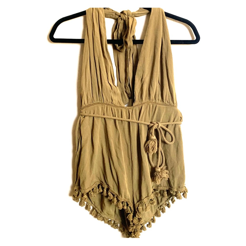 Olive Deep Cut Romper